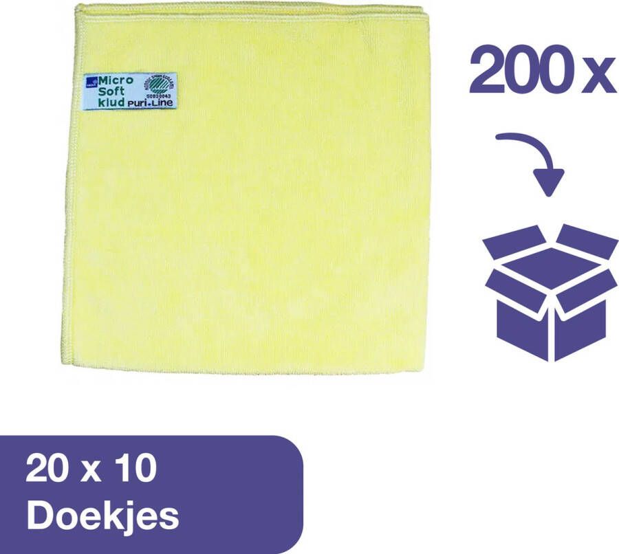 Abena Grote Microvezeldoekjes 200 Stuks 40x40 cm Grootverpakking Zachte Schoonmaakdoekjes voor het Hygiënisch Verwijderen van Zichtbaar en Onzichtbaar Vuil Herbruikbaar & Duurzame Keuze Geel