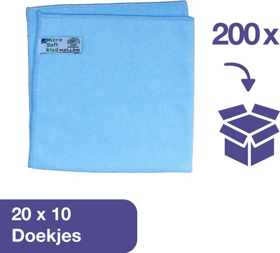 Abena Grote Microvezeldoekjes 200 Stuks 40x40 cm Grootverpakking Zachte Schoonmaakdoekjes voor het Hygiënisch Verwijderen van Zichtbaar en Onzichtbaar Vuil Herbruikbaar & Duurzame Keuze Blauw