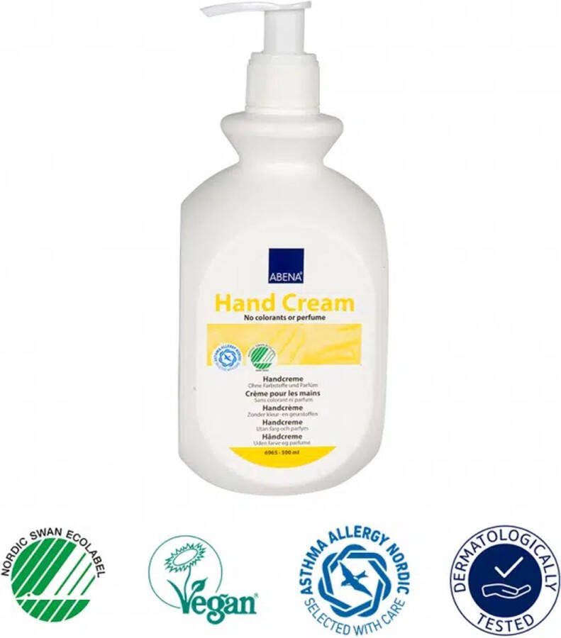 Abena Handcreme Ongeparfumeerd 500 ml Handcreme Droge Handen Handcreme voor Mannen en Vrouwen Handcreme Droge Huid Vegan