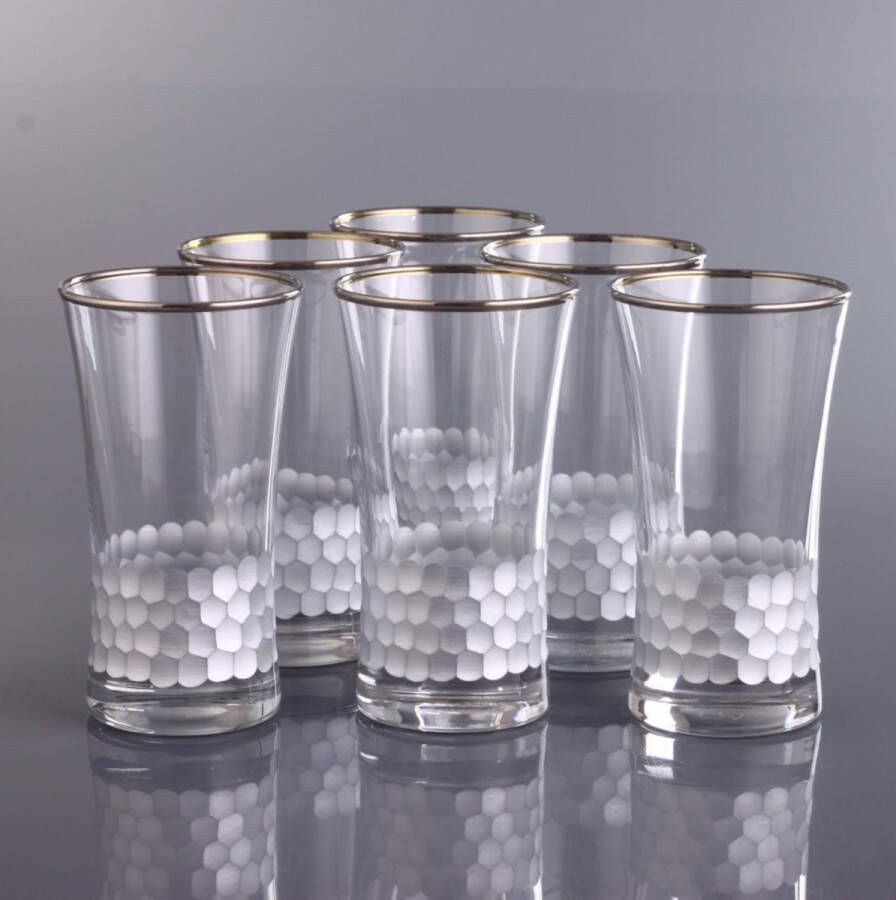 Abka Kristal Azur Platinum 300 ml Longdrinkglas set (300 ml) met de hand versierd met platina 6 stuks