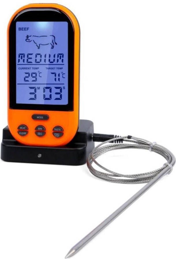 Able & Borret Vleesthermometer | BBQ thermometer | Kernthermometer | Draadloos | Oranje