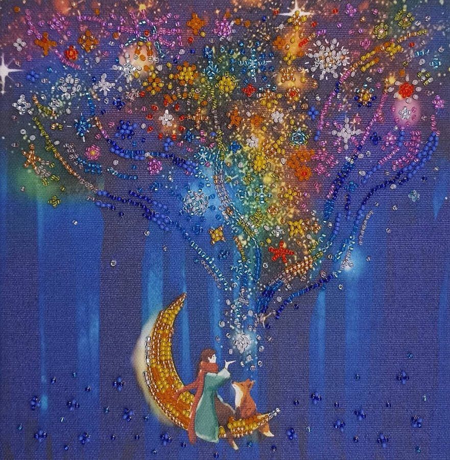 Abris Art BORDUURPAKKET met kralen DREAMER Dromer 20 x 20 cm inclusief nederlandse gebruiksaanwijzing