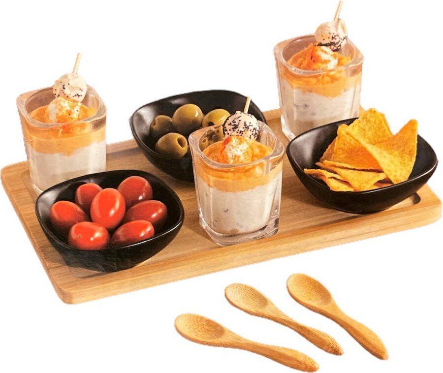 ABSOLU CHIC Bamboe Amuse Set Serveerplank Borrelplank Tapasplank 10-Delig