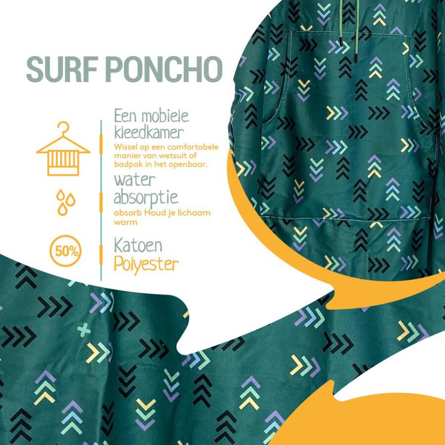 ABSRB Surfponcho met pijlenprint voor volwassenen Absorberend reisvriendelijk katoen en polyester One size Strandhanddoek badjas poncho