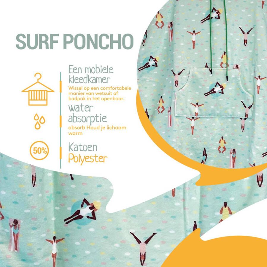 ABSRB Surfponcho voor Zwemmers Junior Sneldrogend Unisex 100% recycled polyester Strandhanddoek Badjas Handige Capuchon