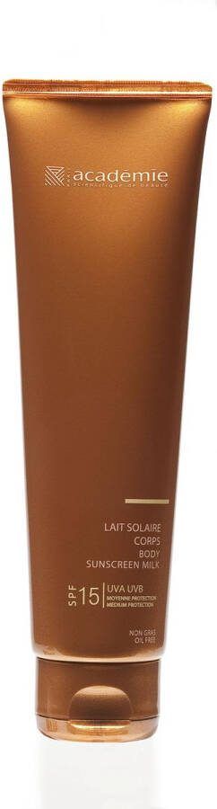 Academie Lait Solaire Corps Protection Moyenne Body Sunscreen Milk Medium Protection SPF15
