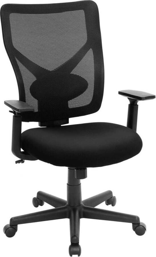 Acaza Bureaustoel voor Volwassenen Bureaustoel met Wieltjes ergonomische Gamestoel Verstelbare Arm-en Rugleuningen Zwart
