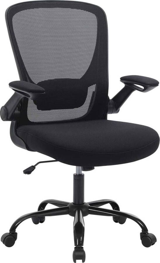 Acaza Bureaustoel met Armleuningen en Wieltjes ergonomische Computerstoel Bureaustoel voor Volwassenen Zwart