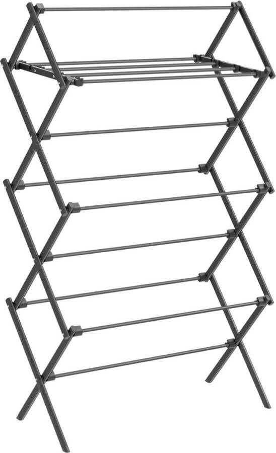 Acaza Droogrek Wasrek Droogtoren Droogrek Inklapbaar 135 x 75 x 37 cm Zwart Wasrek Staand Wasrek Inklapbaar