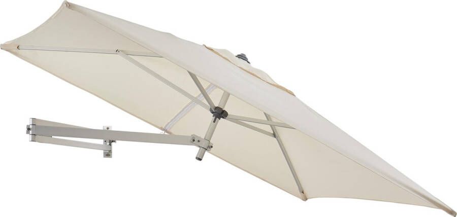 Acaza Easysol Rechthoekige Muurparasol 200 x 140 cm Parasol voor Muur of Wand Ecru Gebroken wit