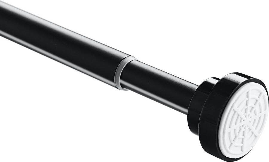 Acaza Zelf Opspannende Gordijnroede voor Gordijn Uitschuifbare Rail zonder boren of gaten Stang van 125-220 cm Zwart