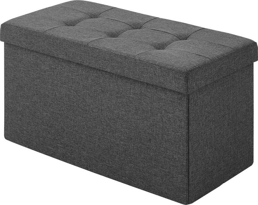 Acaza Opvouwbare Grote Hocker met Opbergruimte Zitbank Opbergpoef Zitkist Poef met Opbergruimte Donkergrijs 38 x 76 cm