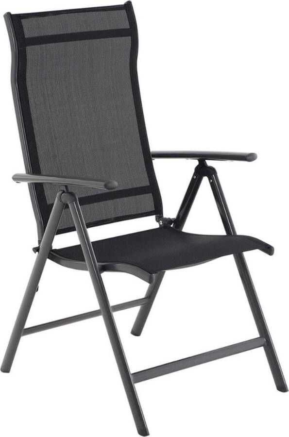 Acaza Opvouwbare Klapstoel in stevig aluminium verstelbare rugleuning draagt tot 150 kg Zwart