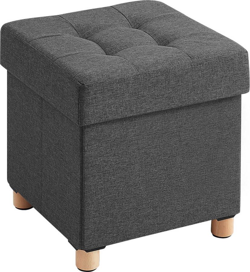 Acaza Opvouwbare Opberg Poef Hocker Met Opbergruimte Opbergbox Hocker Zitkist Donkergrijs 40 cm Hoog en 38 cm Breed
