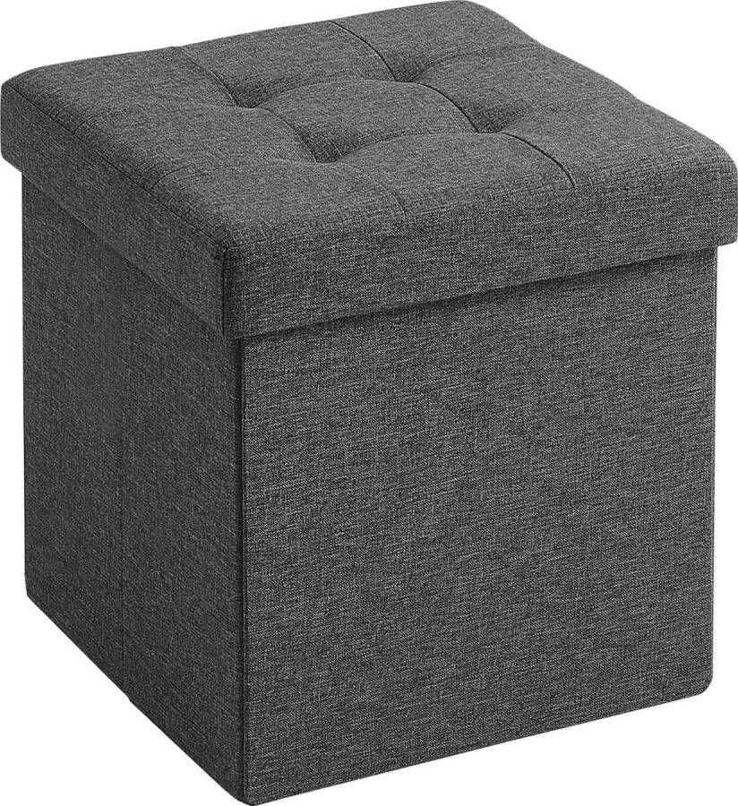 Acaza Opvouwbare Opberg Poef Hocker Met Opbergruimte Opbergbox Poefs met Opbergruimte Donkergrijs 38 cm Hoog en 38 cm Breed