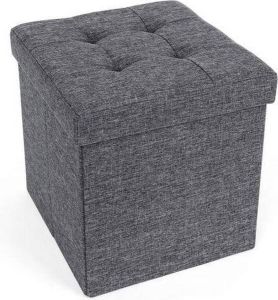 Acaza Opvouwbare Opberg Poef Voetenbank Met Opbergruimte Opbergbox Hocker Zitkist Donkergrijs 38 cm Hoog en 38 cm Breed