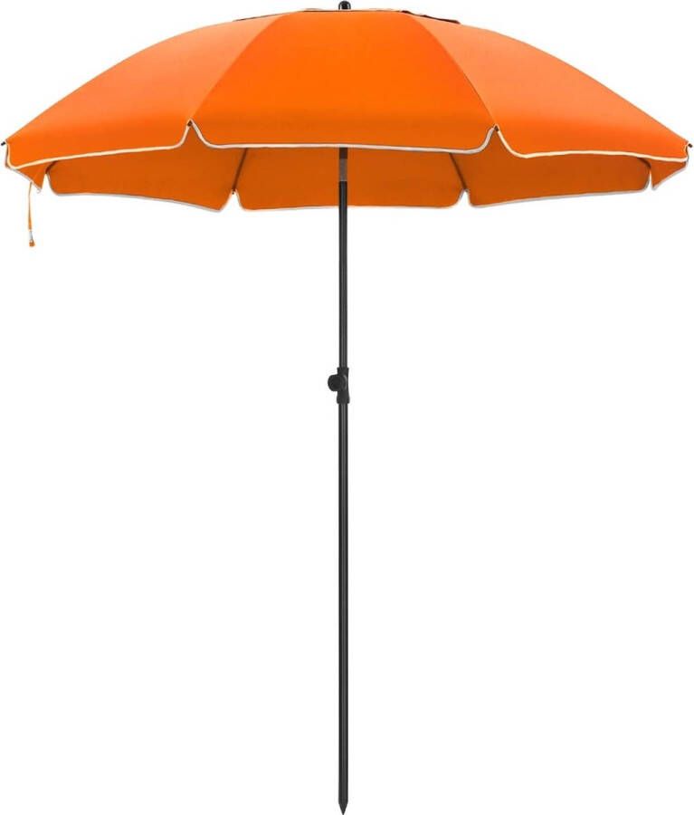 Acaza Parasol 180 cm diameter rond achthoekige strandparasol knikbaar kantelbaar met draagtas oranje