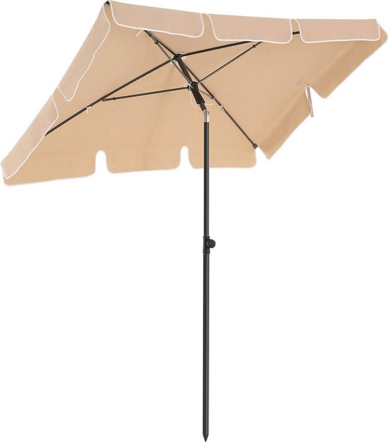 Acaza Rechthoekige Parasol Rechthoekig Kantelbaar Zonnescherm UPF 50+ Bescherming 2 x 1 25 m Taupe