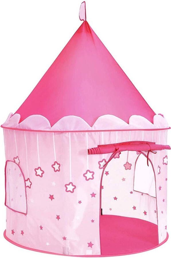 Acaza Speeltent prinses kasteel voor meisjes peuters speelhuisje voor binnen en buiten Opvouwbaar met draagtas roze