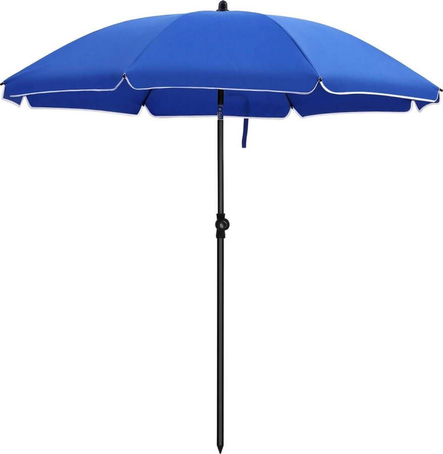 Acaza Stokparasol Ø 160 cm Strandparasol Achthoekige Tuinparasol Kantelbaar met Draagtas Blauw