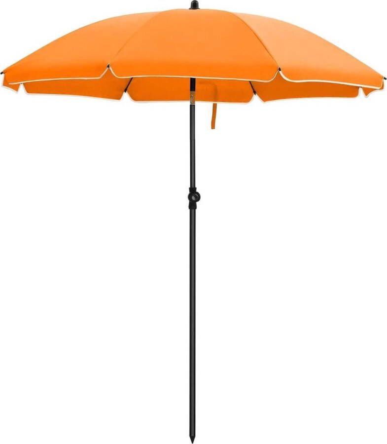 Acaza Stokparasol Strandparasol 160 cm Diameter ronde achthoekige Tuinparasol van Polyester Kantelbaar met Draagtas Oranje