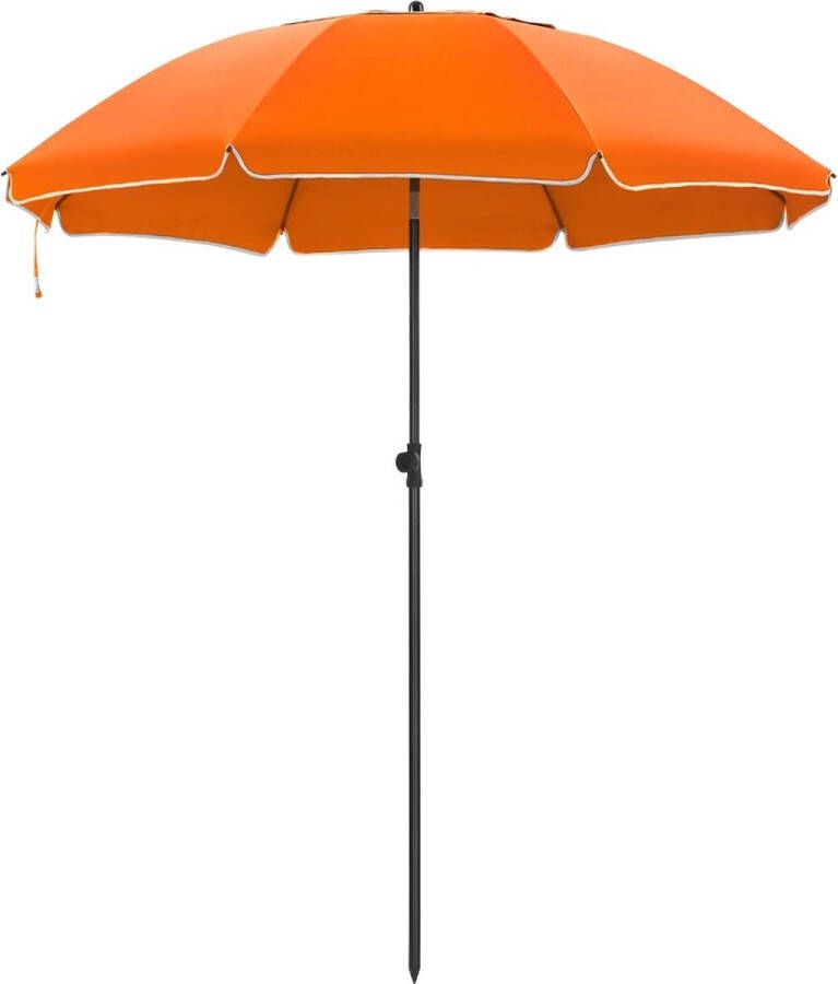 Acaza Stokparasol Strandparasol 180 cm Diameter rond achthoekige Tuinparasol Knikbaar Kantelbaar met Draagtas Oranje