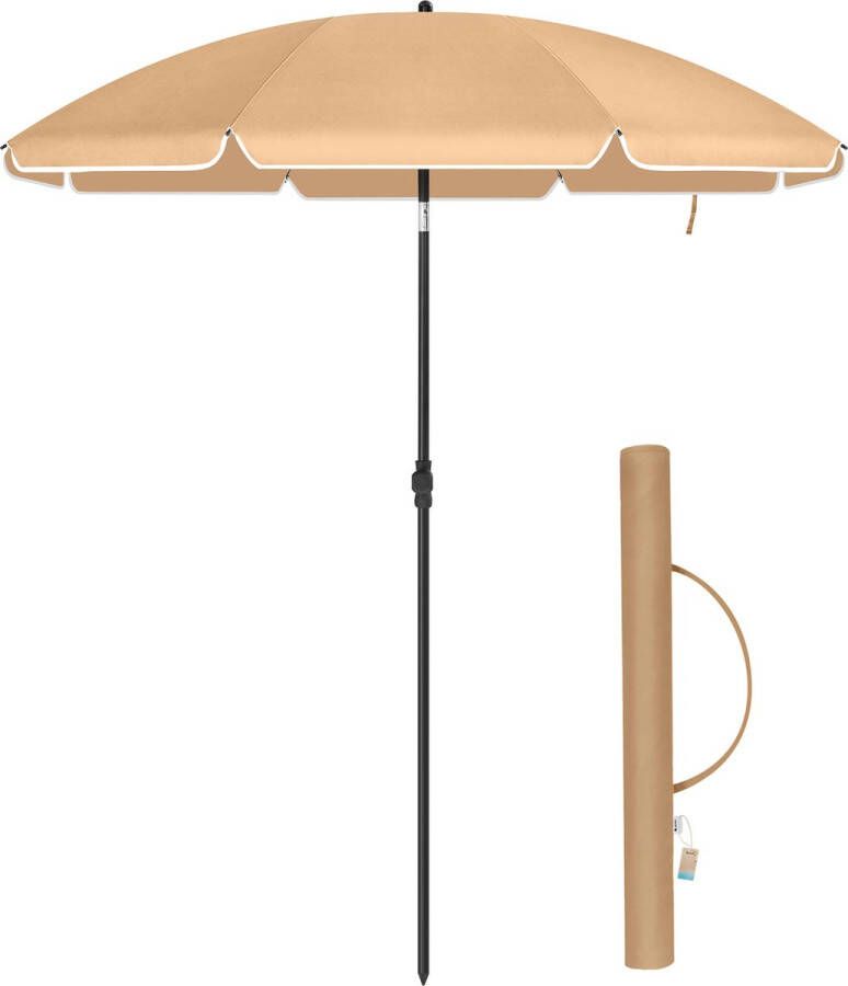 Acaza Stokparasol Strandparasol Ronde Achthoekige Tuinparasol van Polyester Kantelbaar 160 cm diameter met Draagtas Taupe