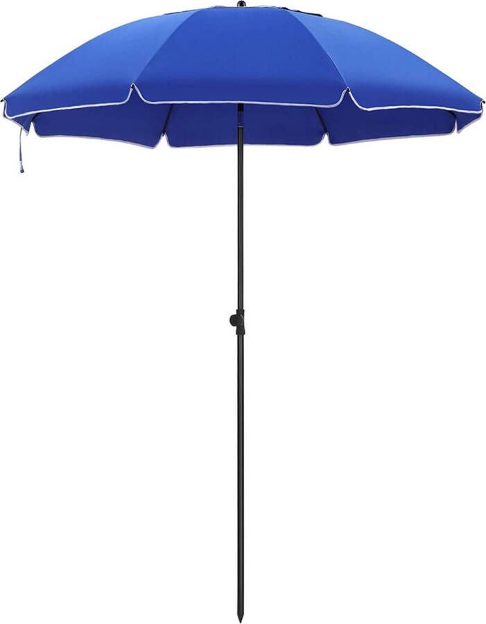 Acaza Strandparasol met Draagtas Strand Parasol Tuinparasol 180 cm Diameter rond achthoekige Tuinparasol Knikbaar Kantelbaar Blauw