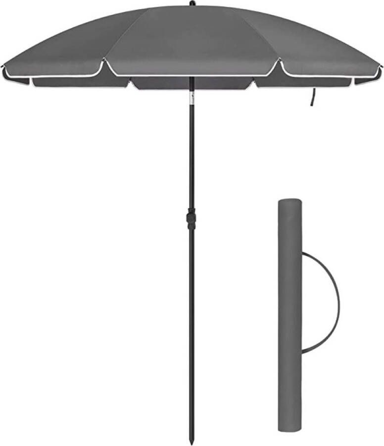 Acaza Strandparasol Tuinparasol Stokparasol UPF 50+ UV-bescherming Zonnescherm diameter 160cm Grijs