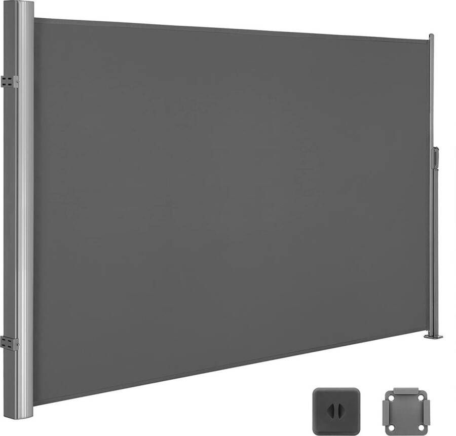 Acaza Zijluifel Uittrekbaar 180 x 350 cm Inkijkbescherming Zonwering Ondoorzichtig Zijrolgordijn voor Balkon Terras Tuin antraciet