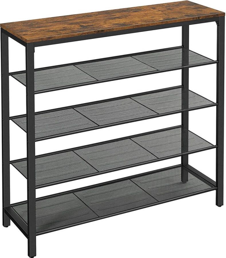 ACAZA Schoenenrek industriële look 100x93x30 cm vintage bruin