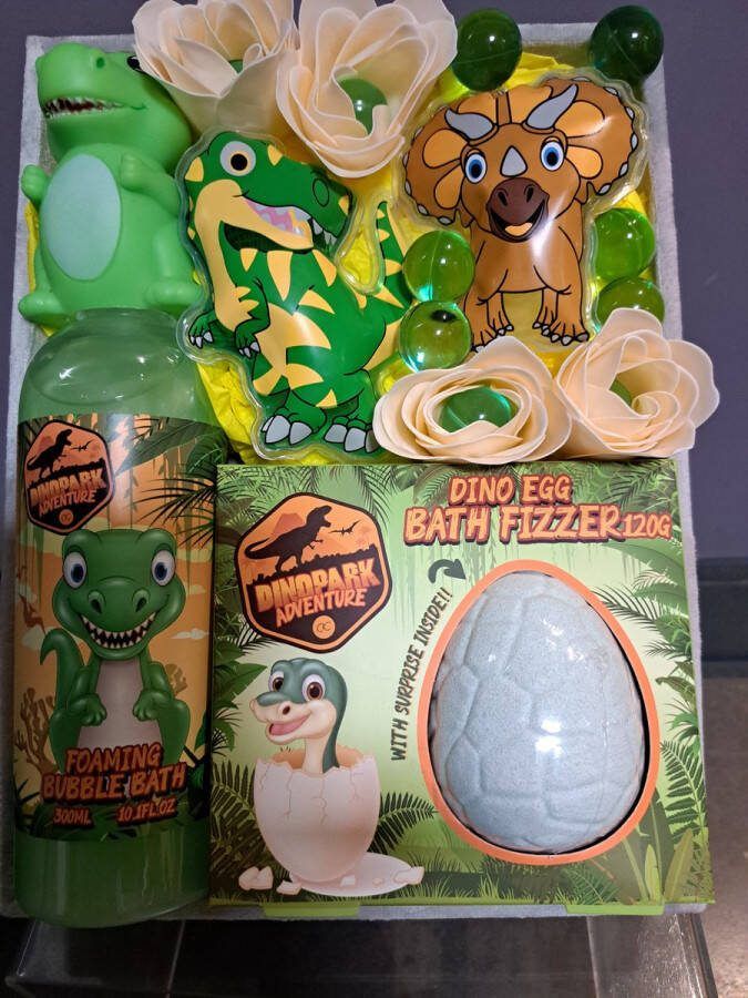 Accentra geschenk set kinderen dinosaurus bruisbal badparels zeeproosjes douche gel