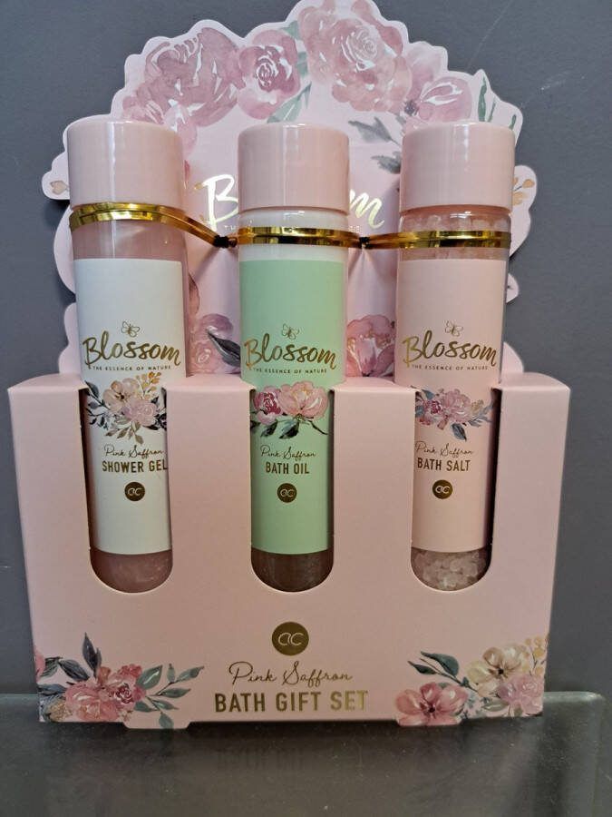 Accentra geschenk set vrouwen verjaardag moeder dag valentijn kerst leuk geschenk vriendin- roze douche gel body lotion badzout pink saffraan