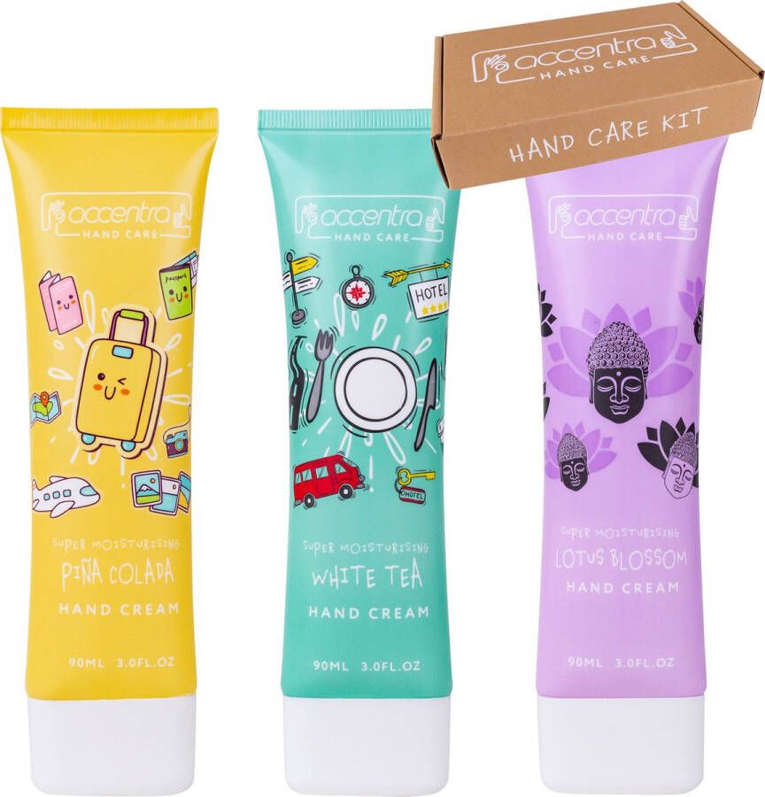 Accentra Handcreme Set Pina Colada Lotus Blossom White Tea Verwenpakket vrouw moeder vriendin oma