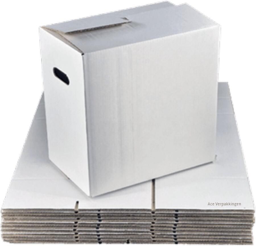 Ace Verpakkingen Boekendozen Wit 10 stuks Dubbelgolf Zelfsluitend Verhuizen Geen tape nodig Inhoud: 30L Verhuisdozen voor boeken