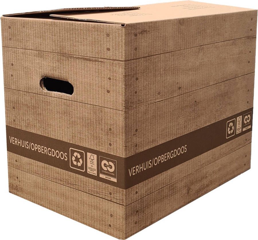 Ace Verpakkingen Duurzaamste Verhuisdozen 20 stuks 57L 40KG draagvermogen Verhuisdoos Zelfsluitend Geen tape nodig Recyclebaar Cradle to Cradle & FSC Keurmerk