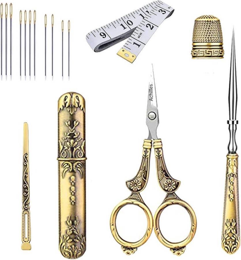 Achilles Professionele Borduurschaar Kit- Gold Naaidoosset Borduur Naaibenodigdheden
