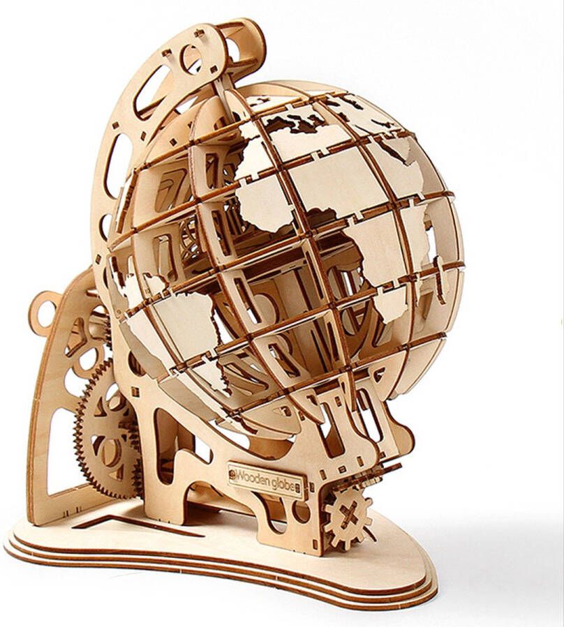 ACROPAQ 3D Wereldbol Puzzel 3D houten model kit geen lijm nodig houten puzzel voor volwassenen Mecapuzzle 3D puzzel PUZ3D2