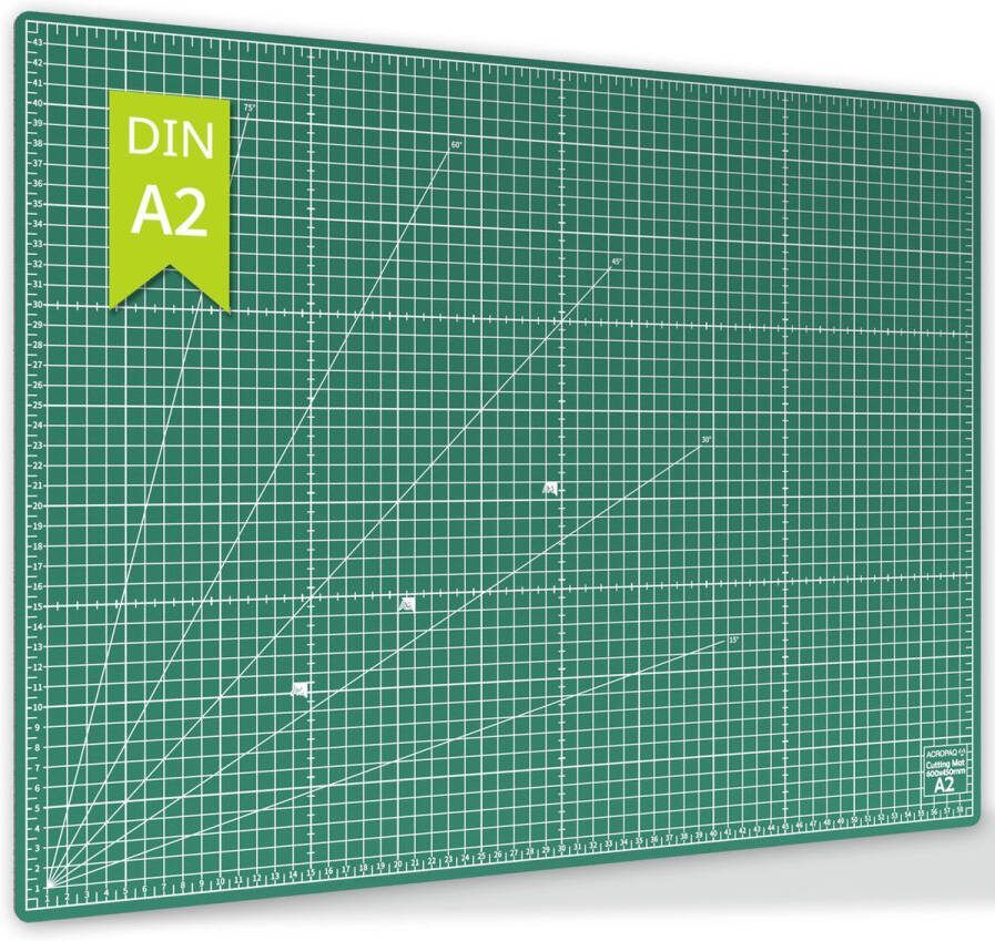 ACROPAQ Snijmat A2 60 x 45 cm Dubbelzijdig bedrukt Zelf-herstellend Groen