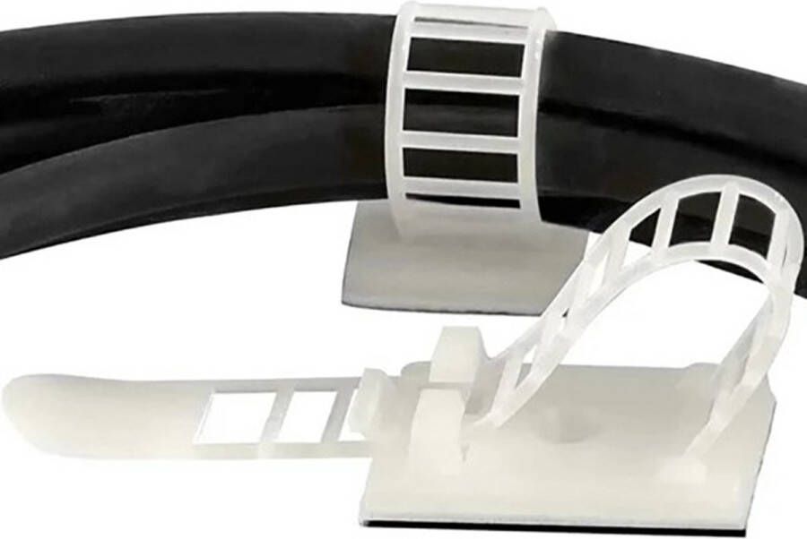 Actie4you Zelfklevende kabelbinders Kabelhouders Kabels oriënteren Tie rips Kabelbinder Kabelklemmetjes Clips voor kabels- Wit 10 Stuks