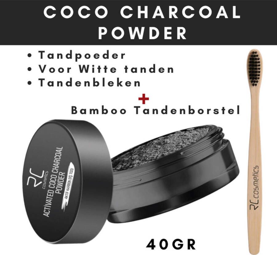 Activated Charcoal Whitening Tandpoeder 2 stuks Tanden bleken Tooth Powder 2x40gr Zwarte bleek poeder