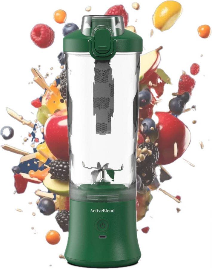 ActiveBlend Blender To Go 600 mL 270 W voor Smoothies en Eiwitshakes Krachtige motor Portable Blender Draagbare Blender Smoothie Maker 4000 mAh (Groen)