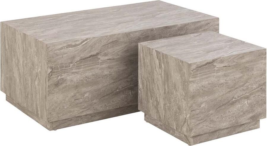 Bendt Salontafel Flavian Marmerlook Set van 2 stuks Kleur Grijs