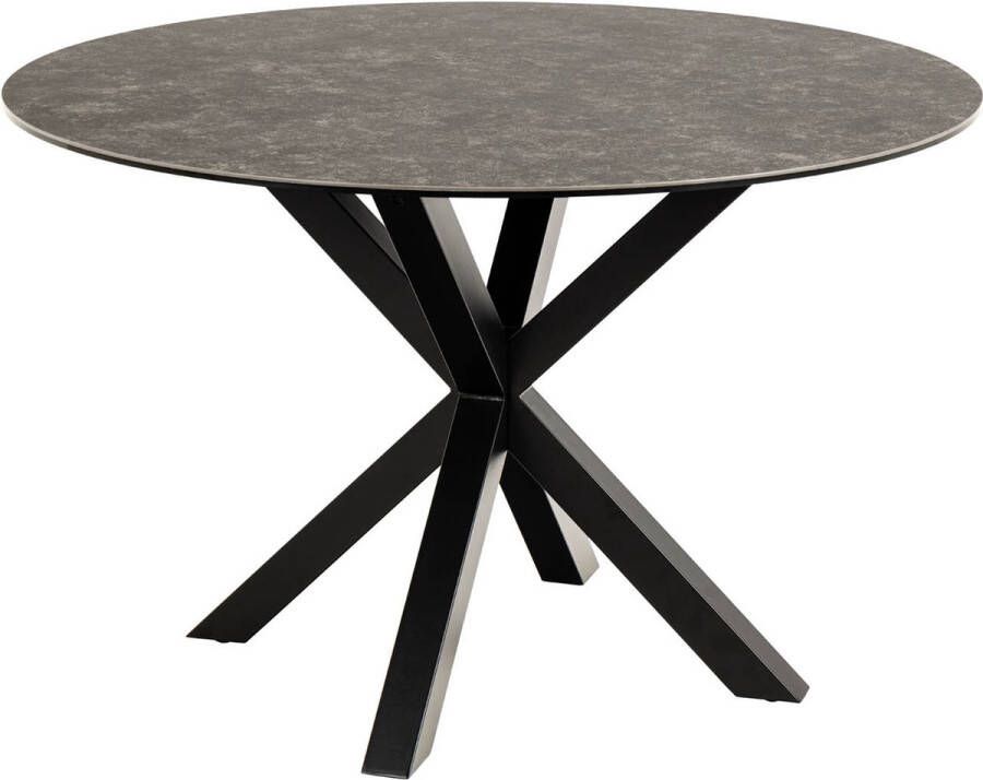 Hioshop Hevar eetkamertafel Ø119 cm keramiek zwart.