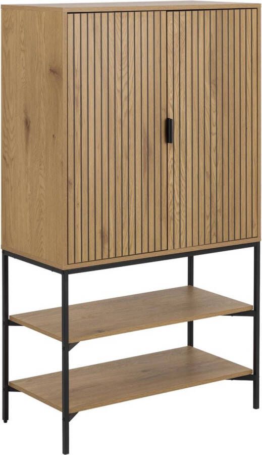 Hioshop Jason vitrinekast 2 deuren 2 planken wild eik decor.