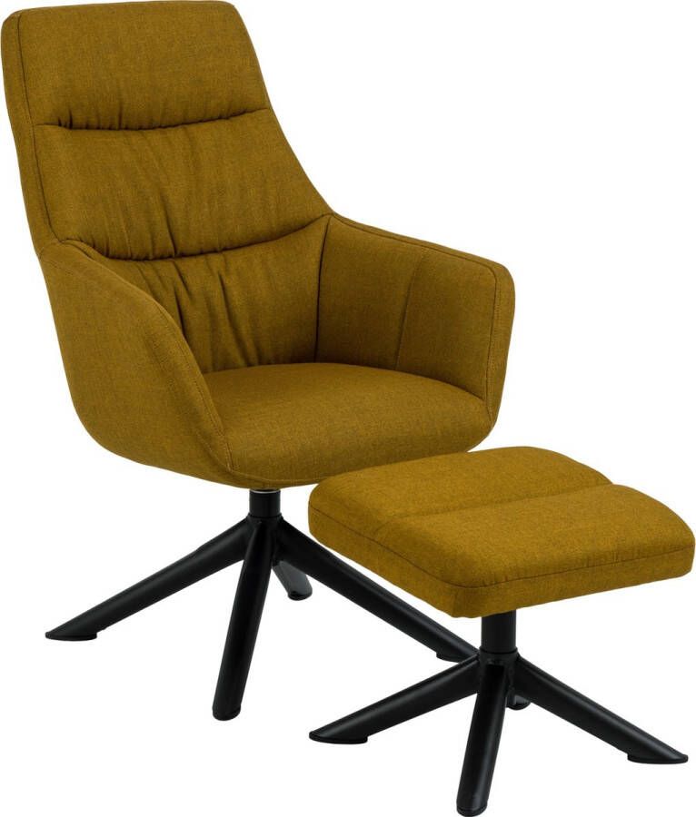 Actonacompany Heata fauteuil lounge fauteuil met kruk kerrie zwart.