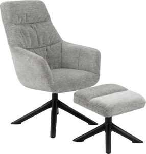 Actonacompany Heal fauteuil loungestoel met voetenbankje grijs zwart.