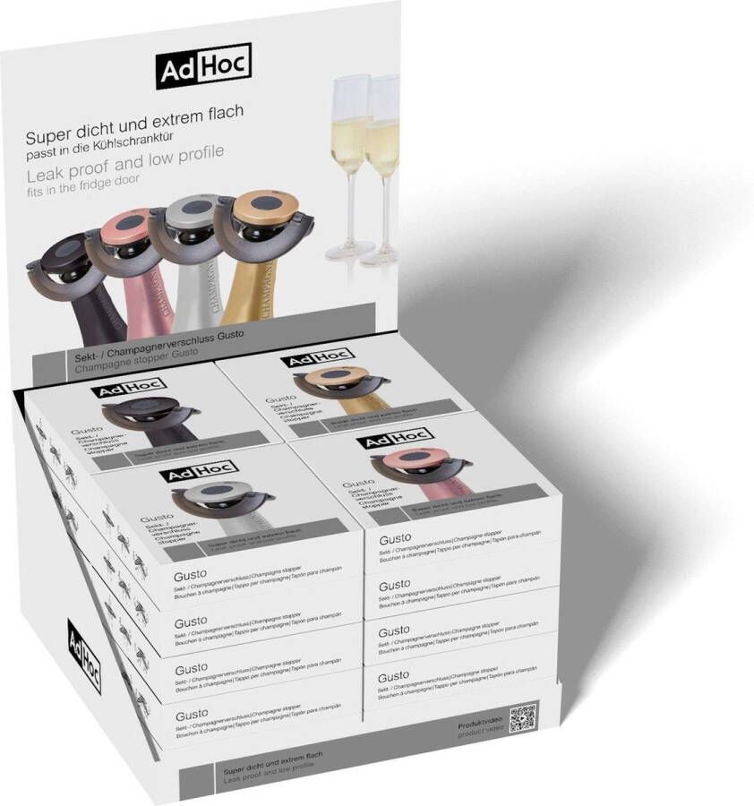 Ad Hoc Adhoc Gusto Champagnestop Dispaly Gevuld met 20 Stuks Assorti Kunststof Multicolor