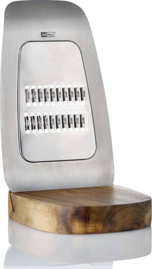 AdHoc rasp Verdure 9 5 x 17 cm RVS hout zilver naturel 2-delig