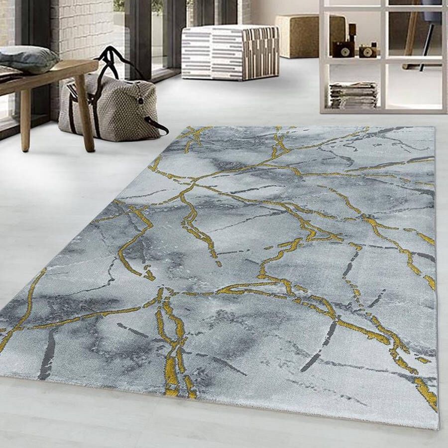 Adana Carpets Modern vloerkleed Marble Branch Grijs Goud 160x230cm